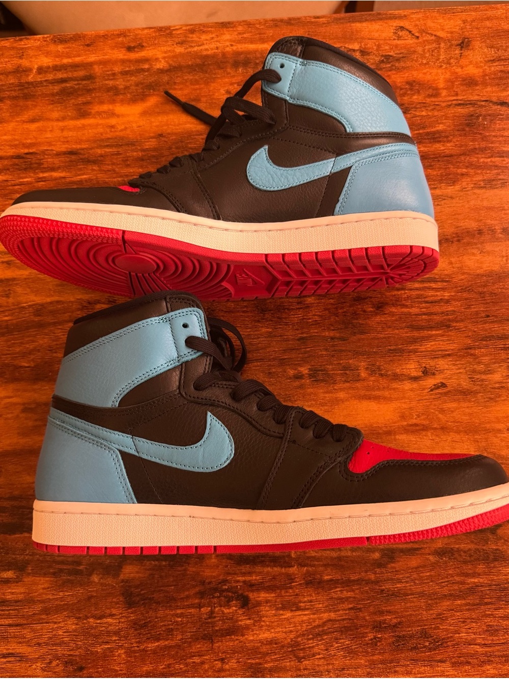 Jordan Men's High-Top Sneakers in Black, Light Blue & Red